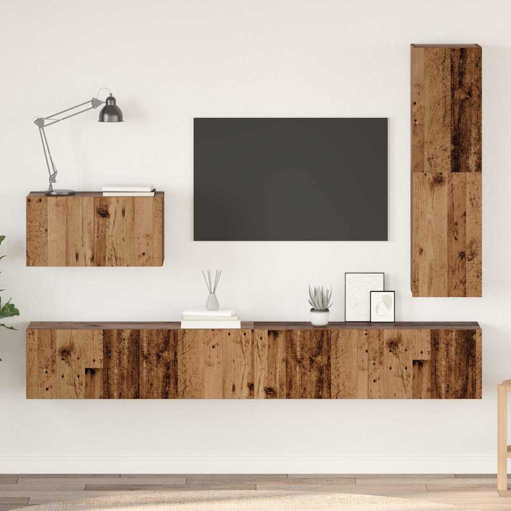 Set mobile TV 4 pcs Legno vecchio Legno multistrato