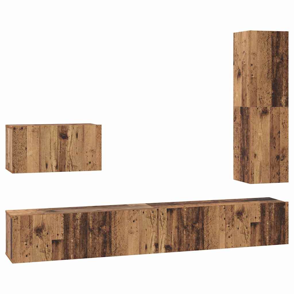 Set mobile TV 4 pcs Legno vecchio Legno multistrato