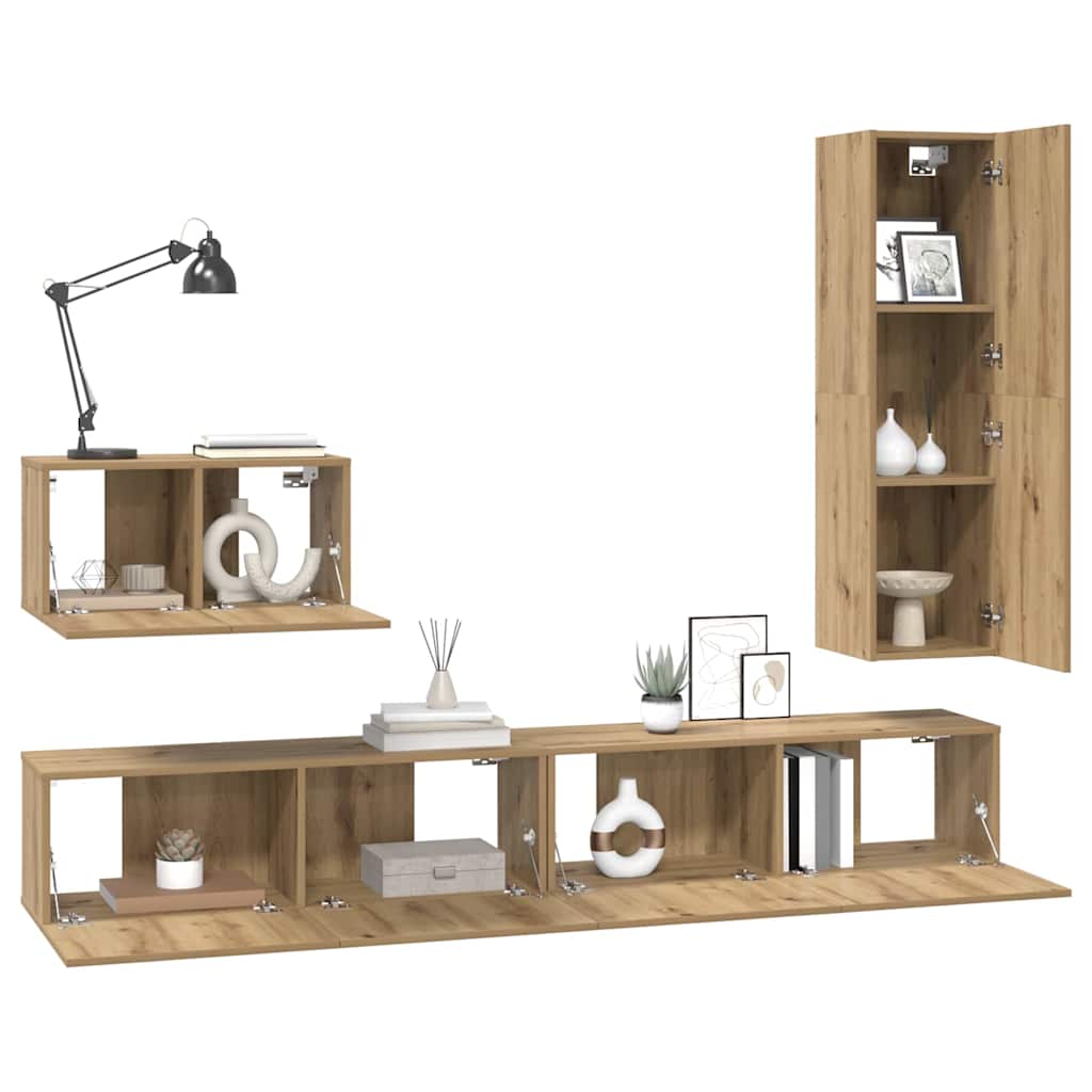 Set mobile TV 4 pcs Rovere artigianale Legno multistrato