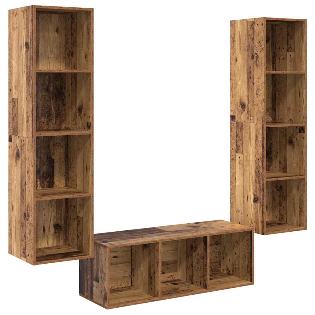 Set mobile TV 3 pcs Legno vecchio Legno multistrato