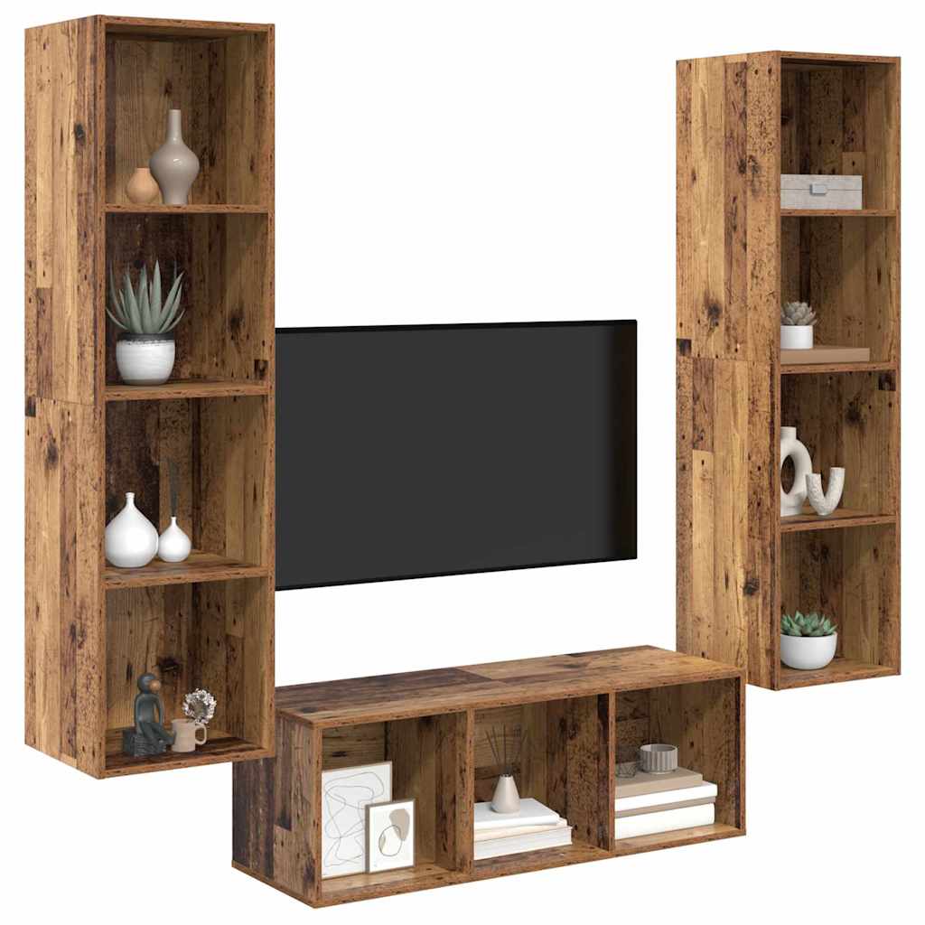 Set mobile TV 3 pcs Legno vecchio Legno multistrato
