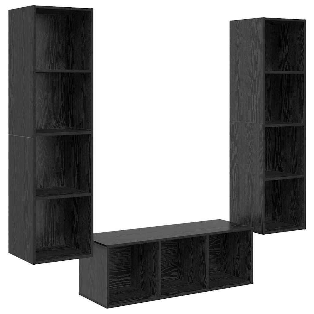 Set mobile TV 3 pcs Rovere Nero Legno multistrato