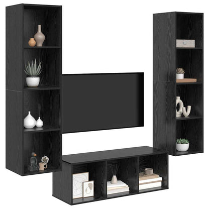Set mobile TV 3 pcs Rovere Nero Legno multistrato