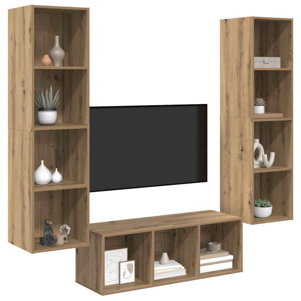 Set mobile TV 3 pcs Rovere artigianale Legno multistrato