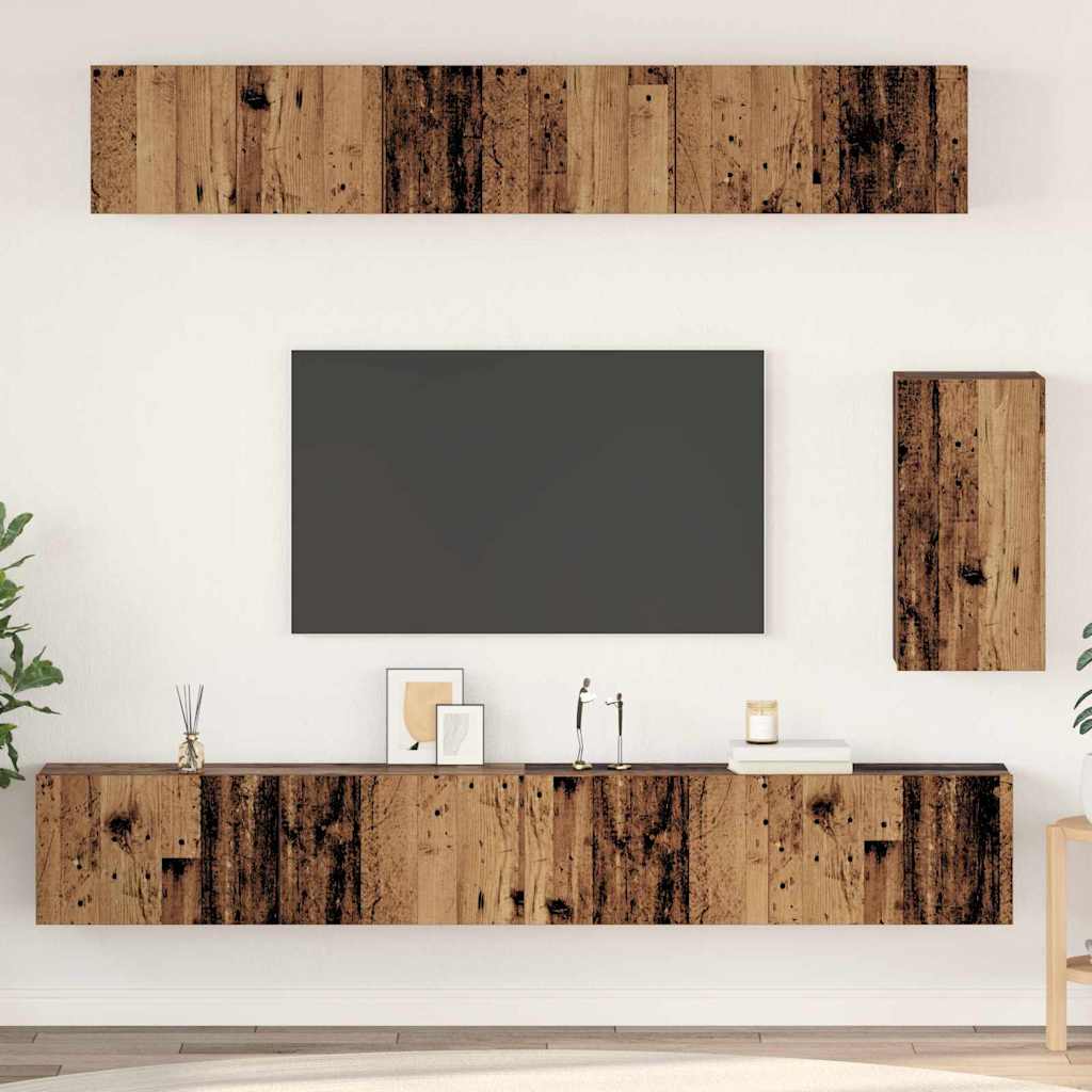 Mobile TV da Parete 3 pcs Legno vecchio Legno multistrato