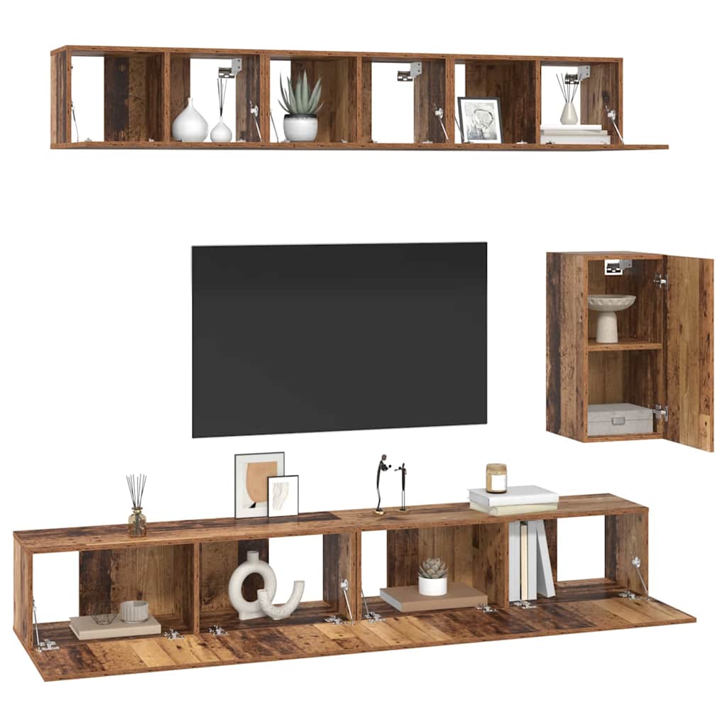 Mobile TV da Parete 3 pcs Legno vecchio Legno multistrato