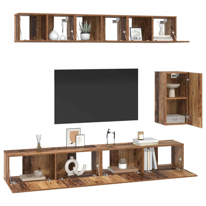 Mobile TV da Parete 3 pcs Legno vecchio Legno multistrato