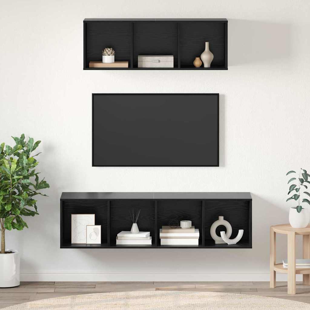 Set mobile TV 2 pcs Rovere Nero Legno multistrato