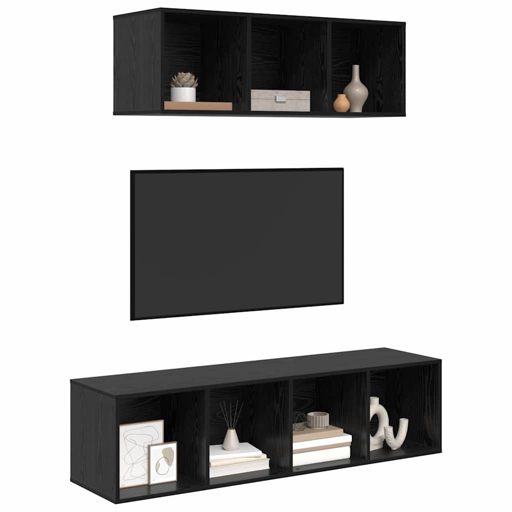 Set mobile TV 2 pcs Rovere Nero Legno multistrato