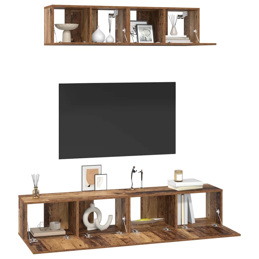 Set mobile TV 4 pcs Legno vecchio Legno multistrato