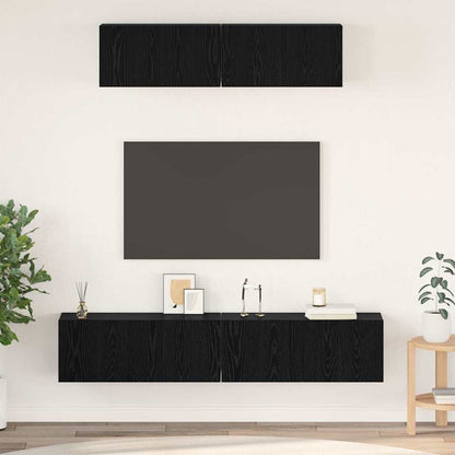 Set mobile TV 4 pcs Rovere Nero Legno multistrato