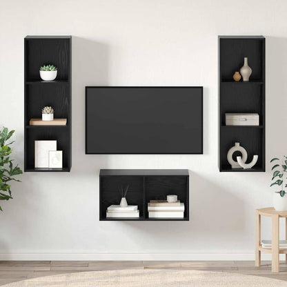 Set mobile TV Rovere Nero 37 x 37 x 107 cm Legno multistrato