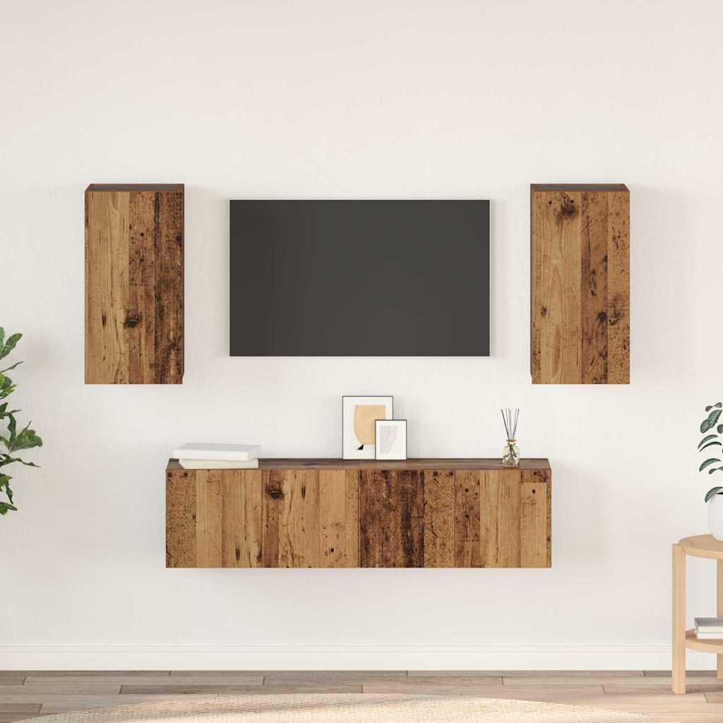 Set mobile TV 4 pcs Legno vecchio Legno multistrato