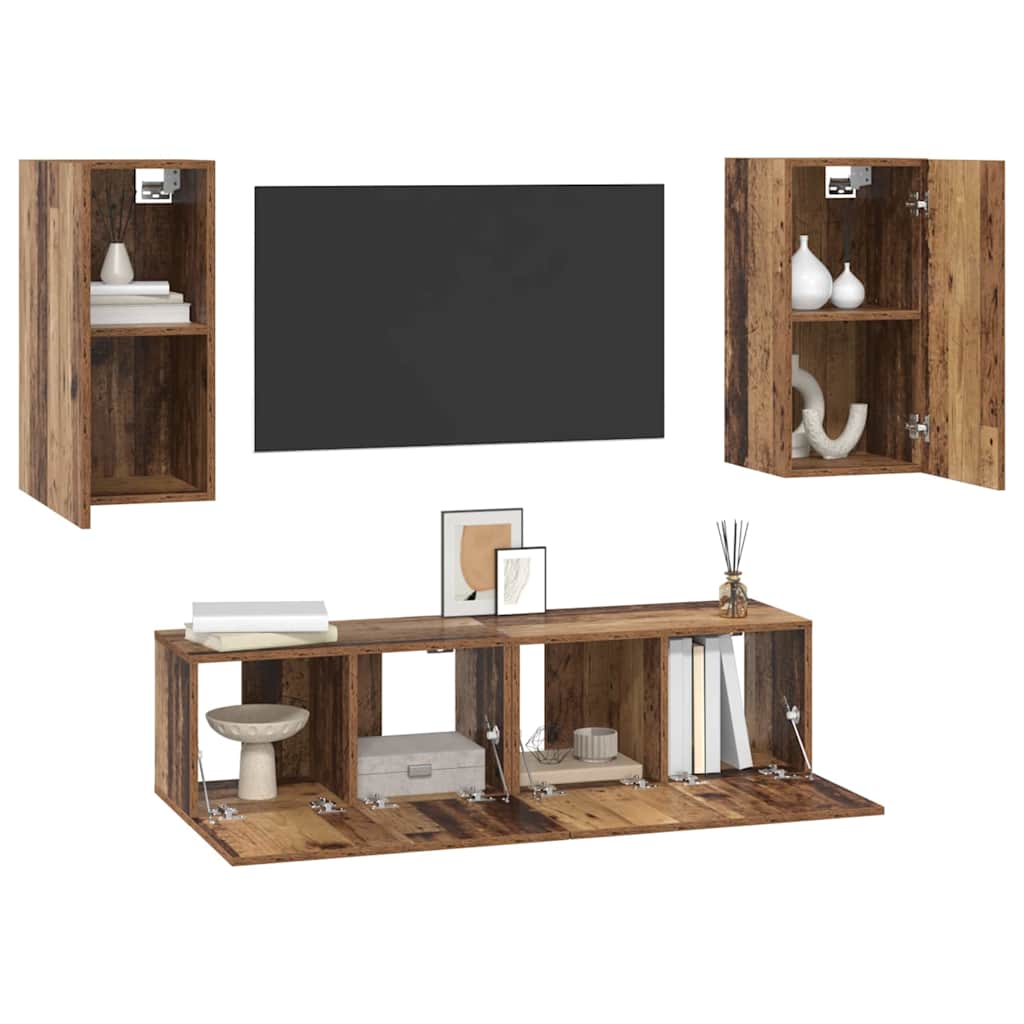 Set mobile TV 4 pcs Legno vecchio Legno multistrato