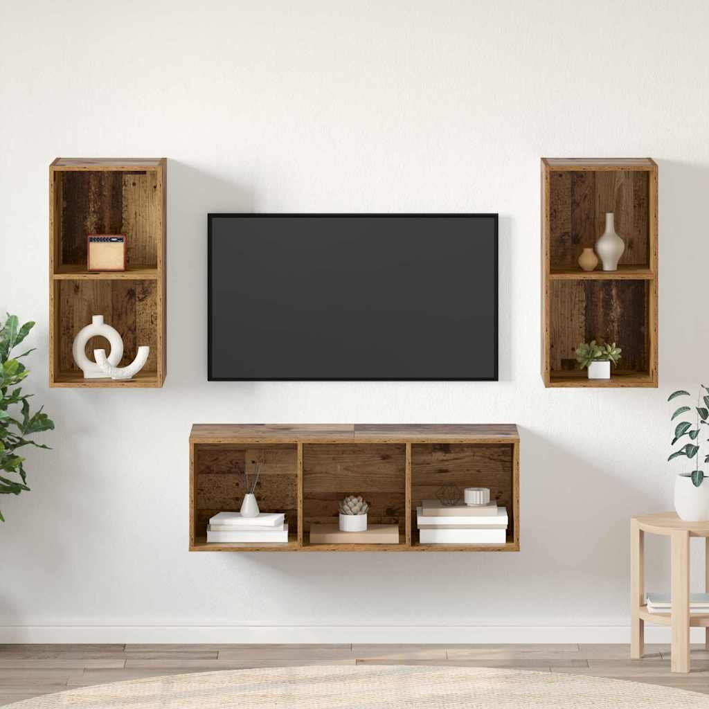 Set mobile TV 3 pcs Legno vecchio Legno multistrato