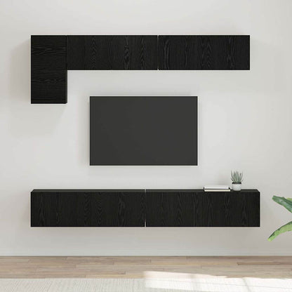 Set mobile TV 5 pcs Rovere Nero Legno multistrato