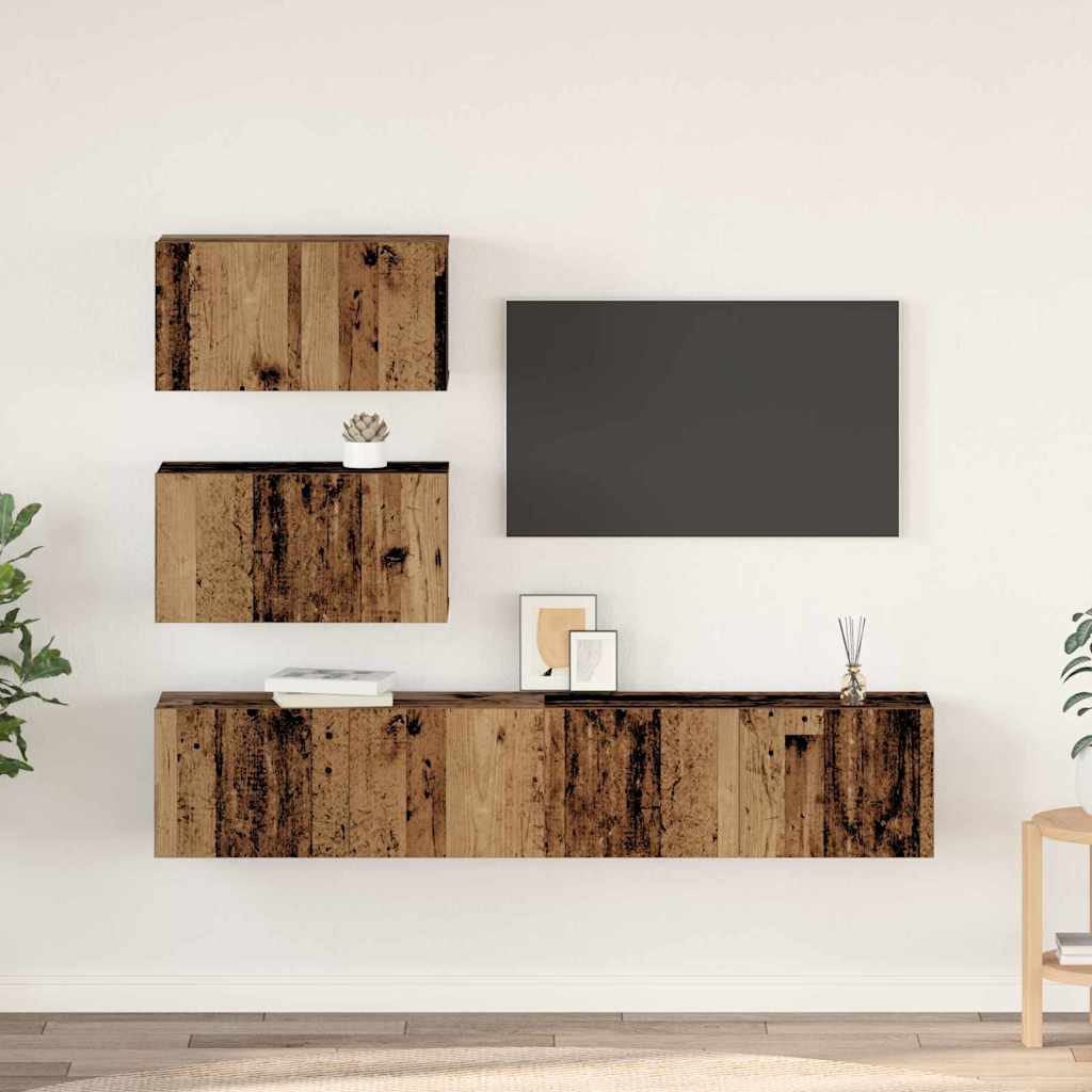 Set mobile TV 4 pcs Legno vecchio Legno multistrato