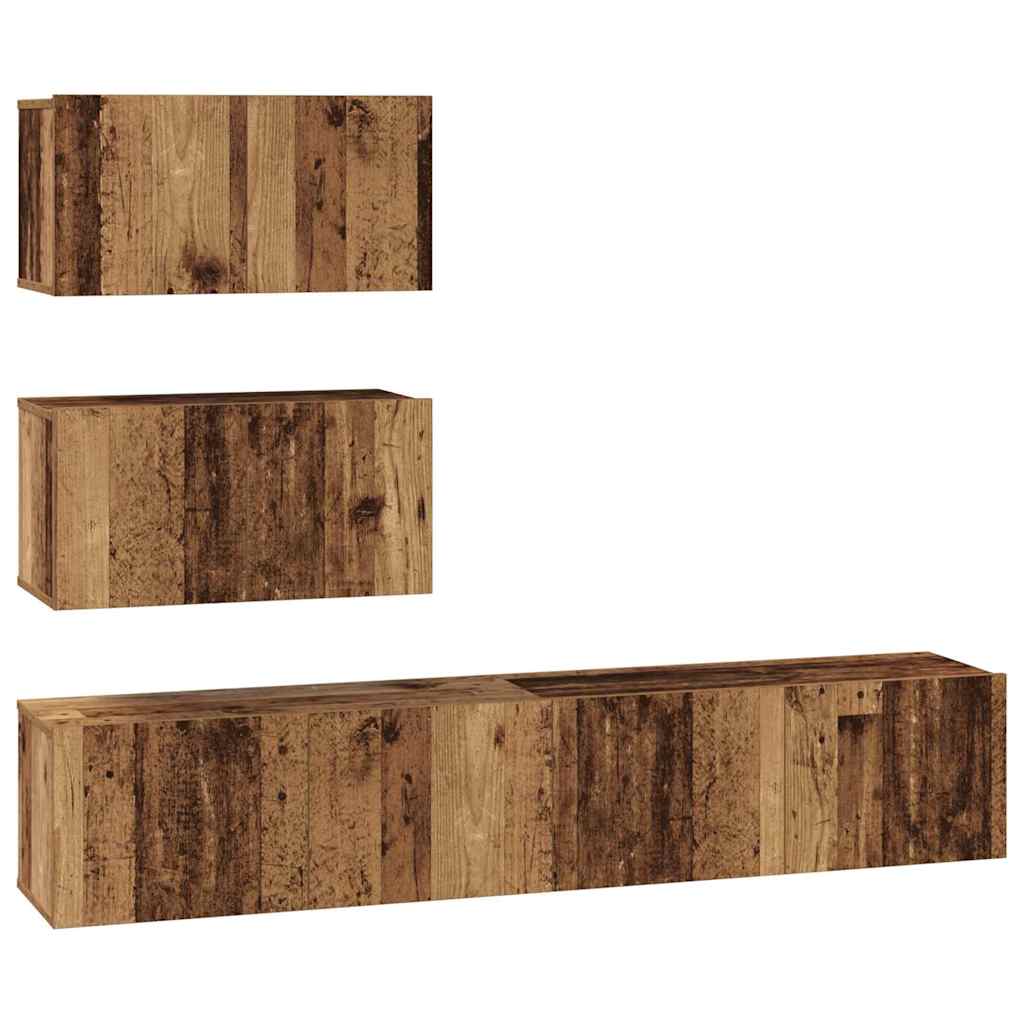 Set mobile TV 4 pcs Legno vecchio Legno multistrato
