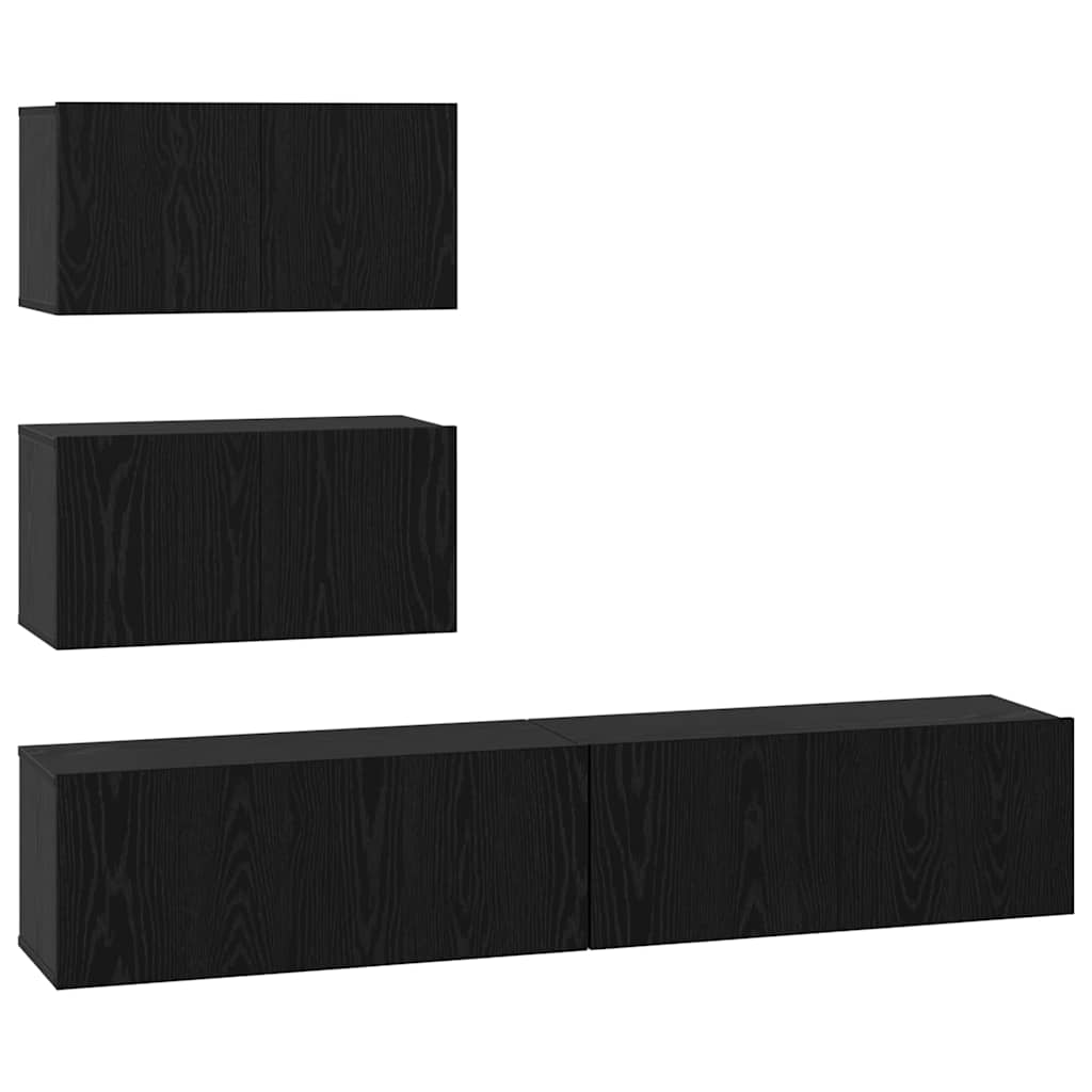 Set mobile TV 4 pcs Rovere Nero Legno multistrato