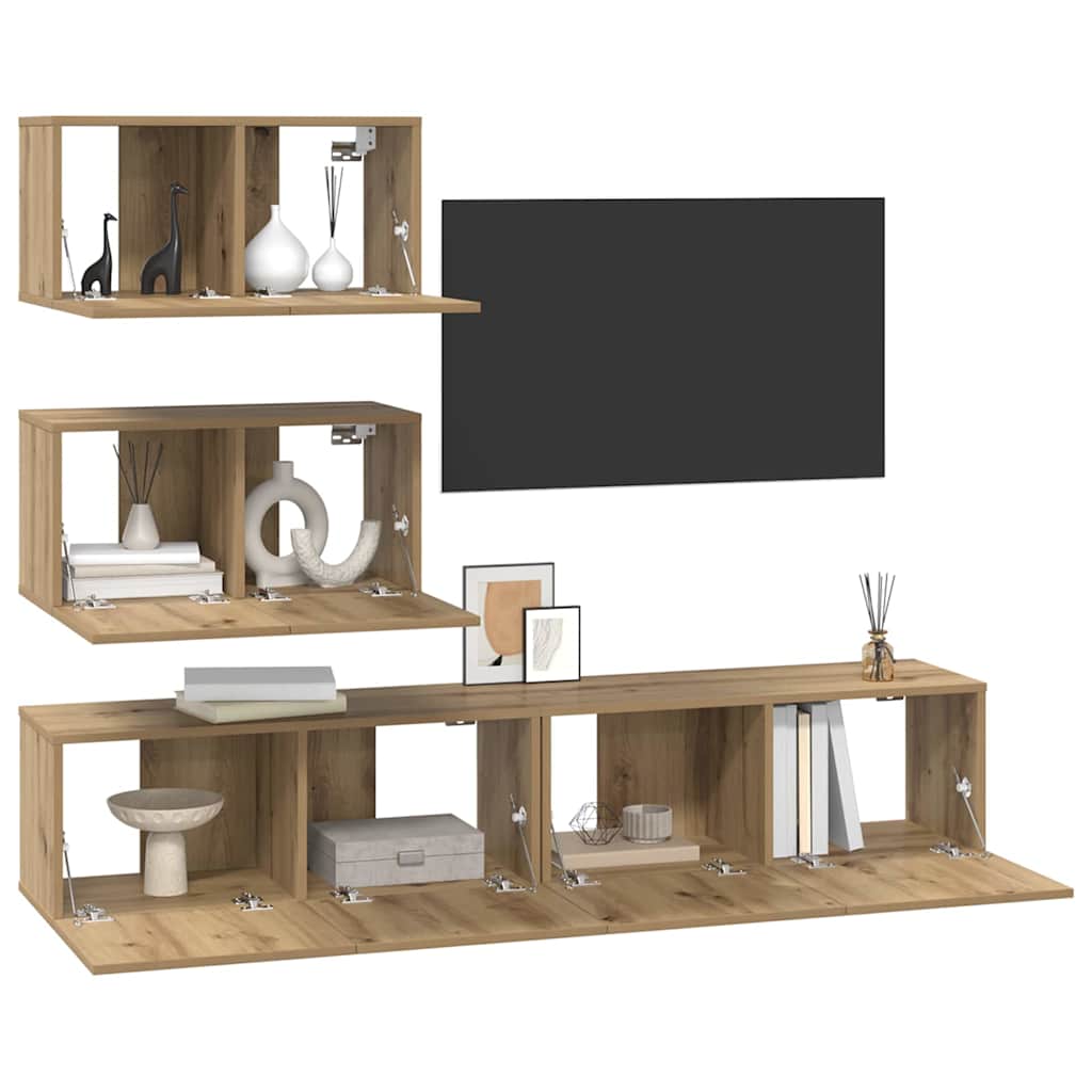Set mobile TV 4 pcs Rovere artigianale Legno multistrato