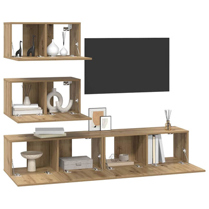 Set mobile TV 4 pcs Rovere artigianale Legno multistrato