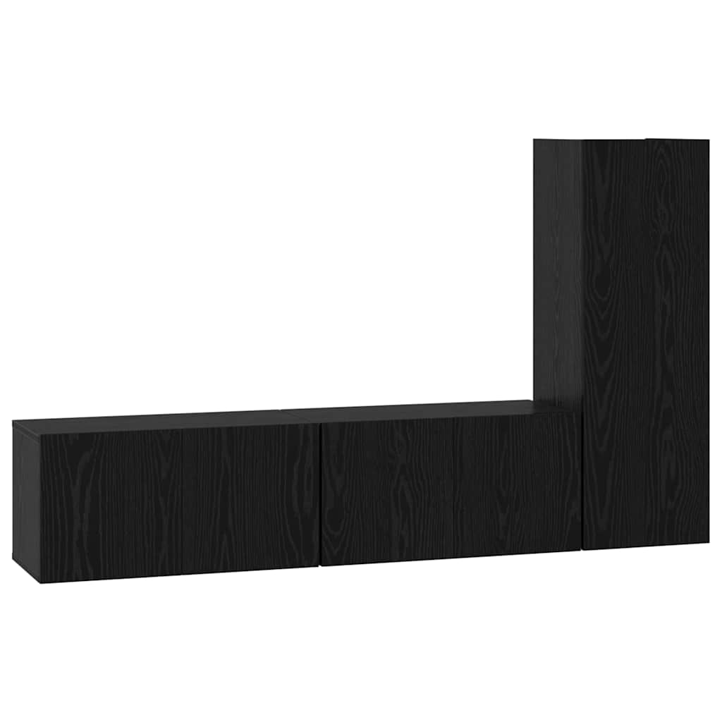 Set mobile TV 3 pcs Rovere Nero Legno multistrato