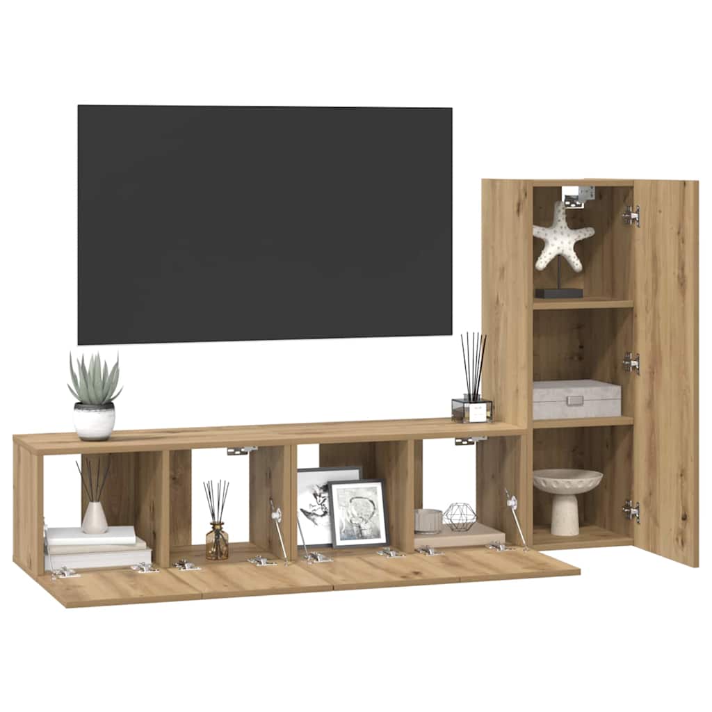 Set mobile TV 3 pcs Rovere artigianale Legno multistrato