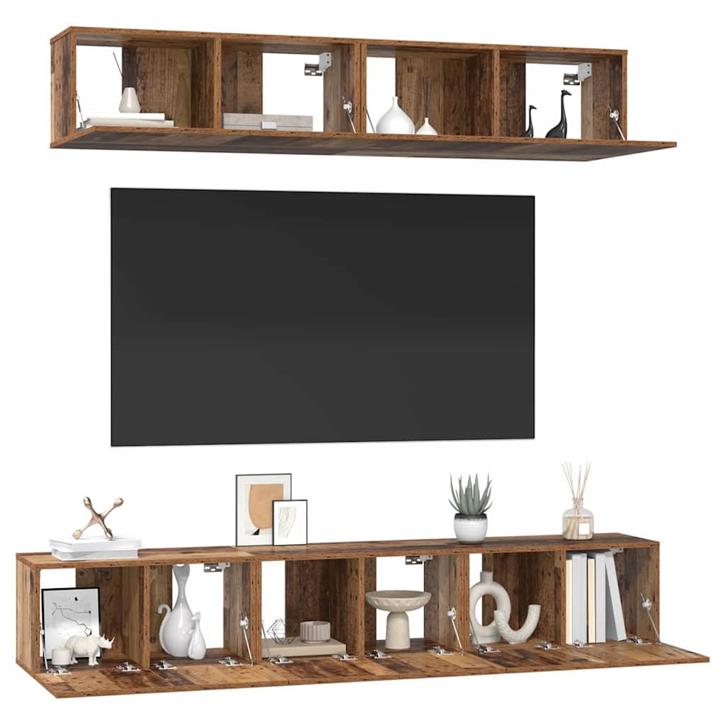 Set mobile TV 5 pcs Legno vecchio Legno multistrato
