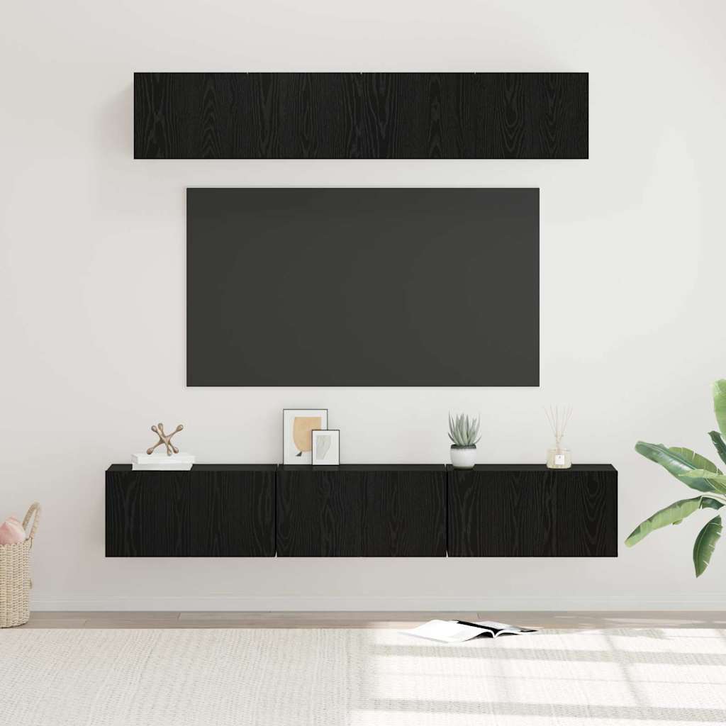 Set mobile TV 5 pcs Rovere Nero Legno multistrato