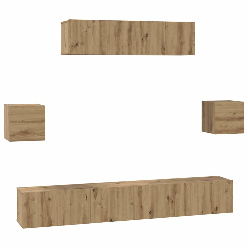 Set mobile TV 7 pcs Rovere artigianale Legno multistrato