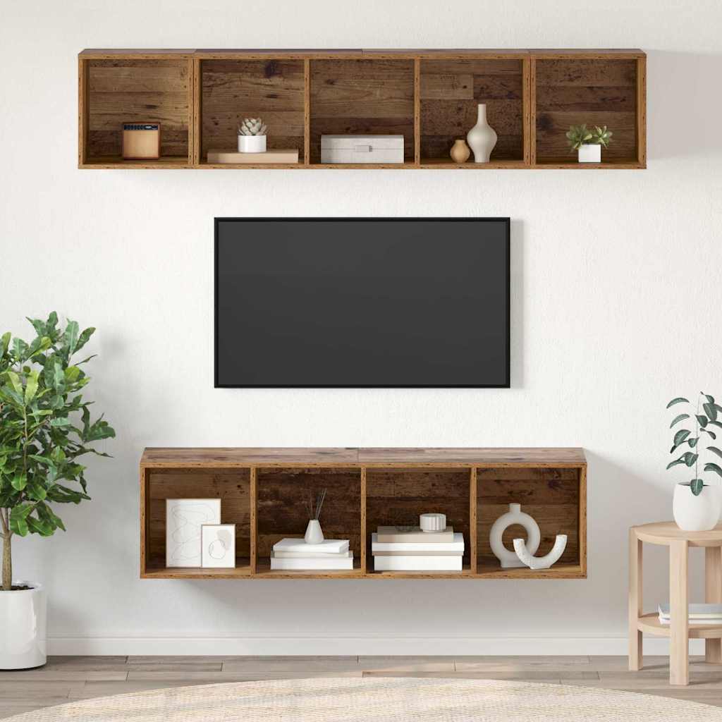 Set mobile TV 4 pcs Legno vecchio Legno multistrato