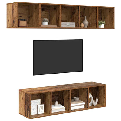 Set mobile TV 4 pcs Legno vecchio Legno multistrato