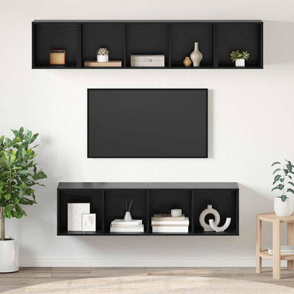 Set mobile TV 4 pcs Rovere Nero Legno multistrato