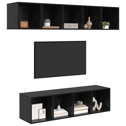Set mobile TV 4 pcs Rovere Nero Legno multistrato