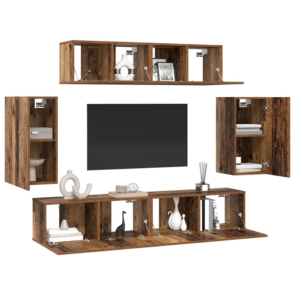 Set mobile TV 6 pcs Legno vecchio Legno multistrato