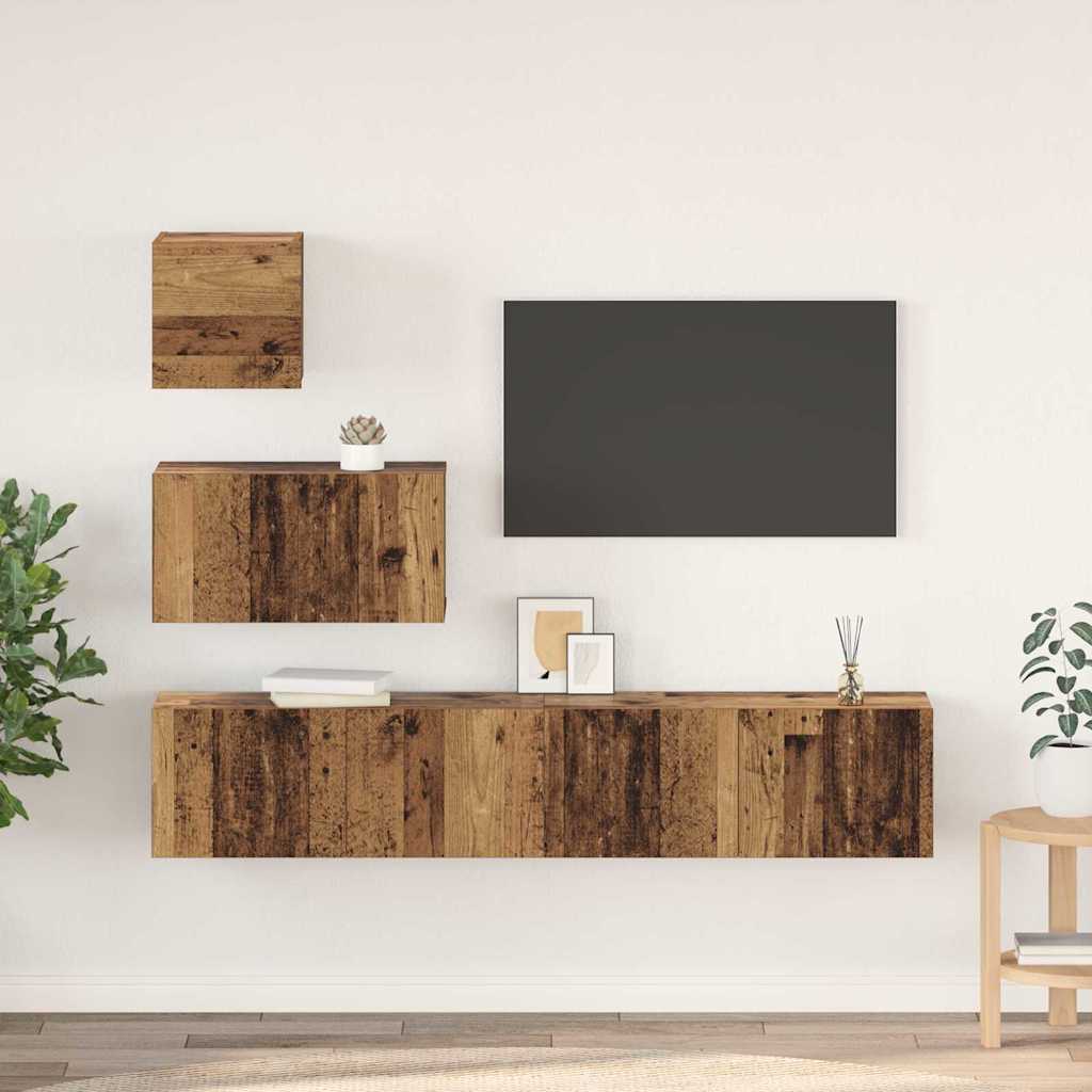 Set mobile TV 4 pcs Legno vecchio Legno multistrato