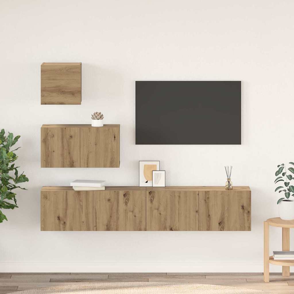 Set mobile TV 4 pcs Rovere artigianale Legno multistrato