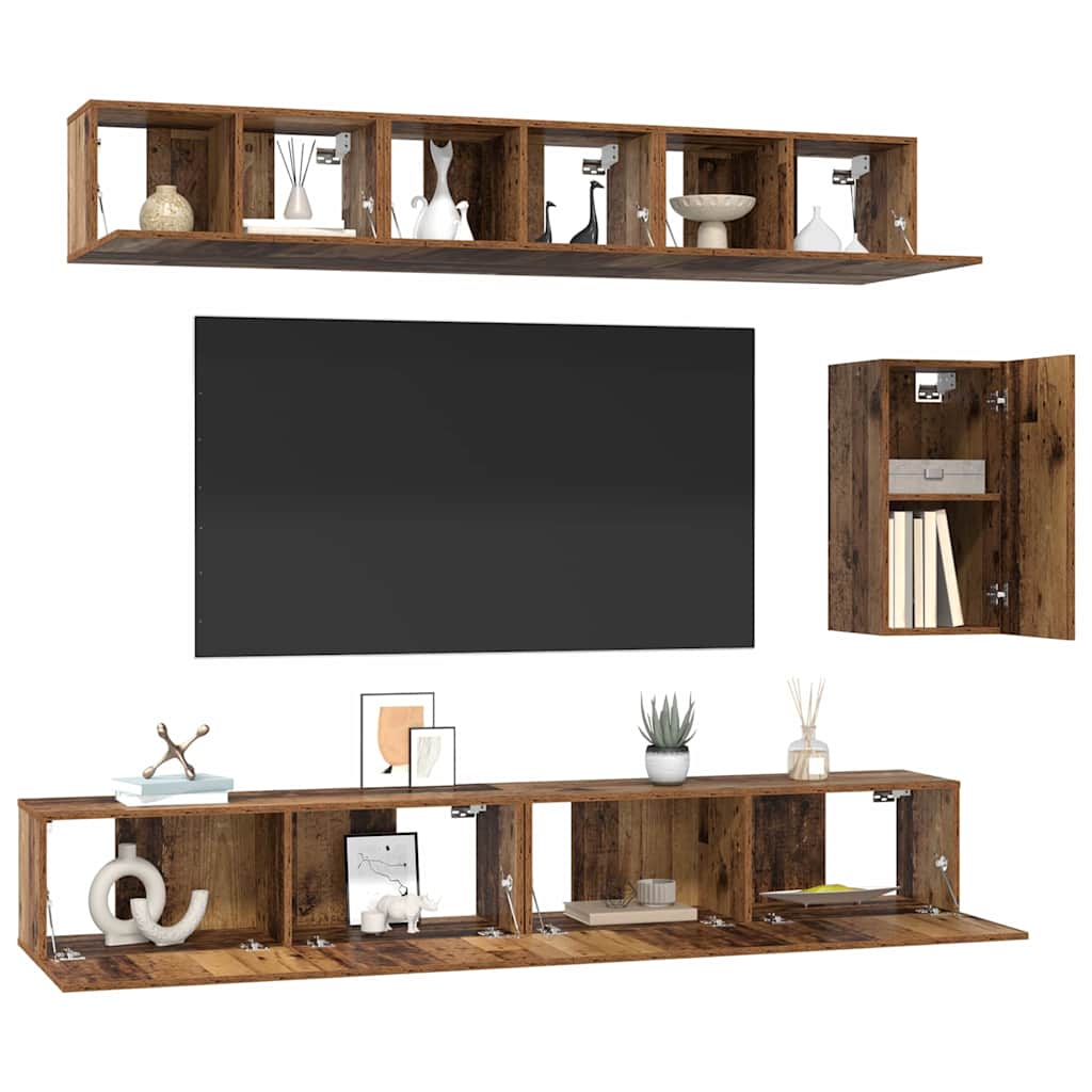 Set mobile TV 6 pcs Legno vecchio Legno multistrato