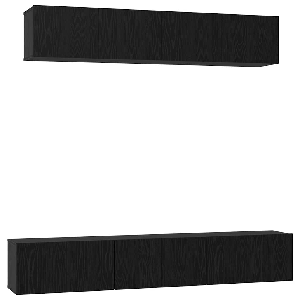 Set mobile TV con cassetto 6 pcs Rovere Nero Legno multistrato