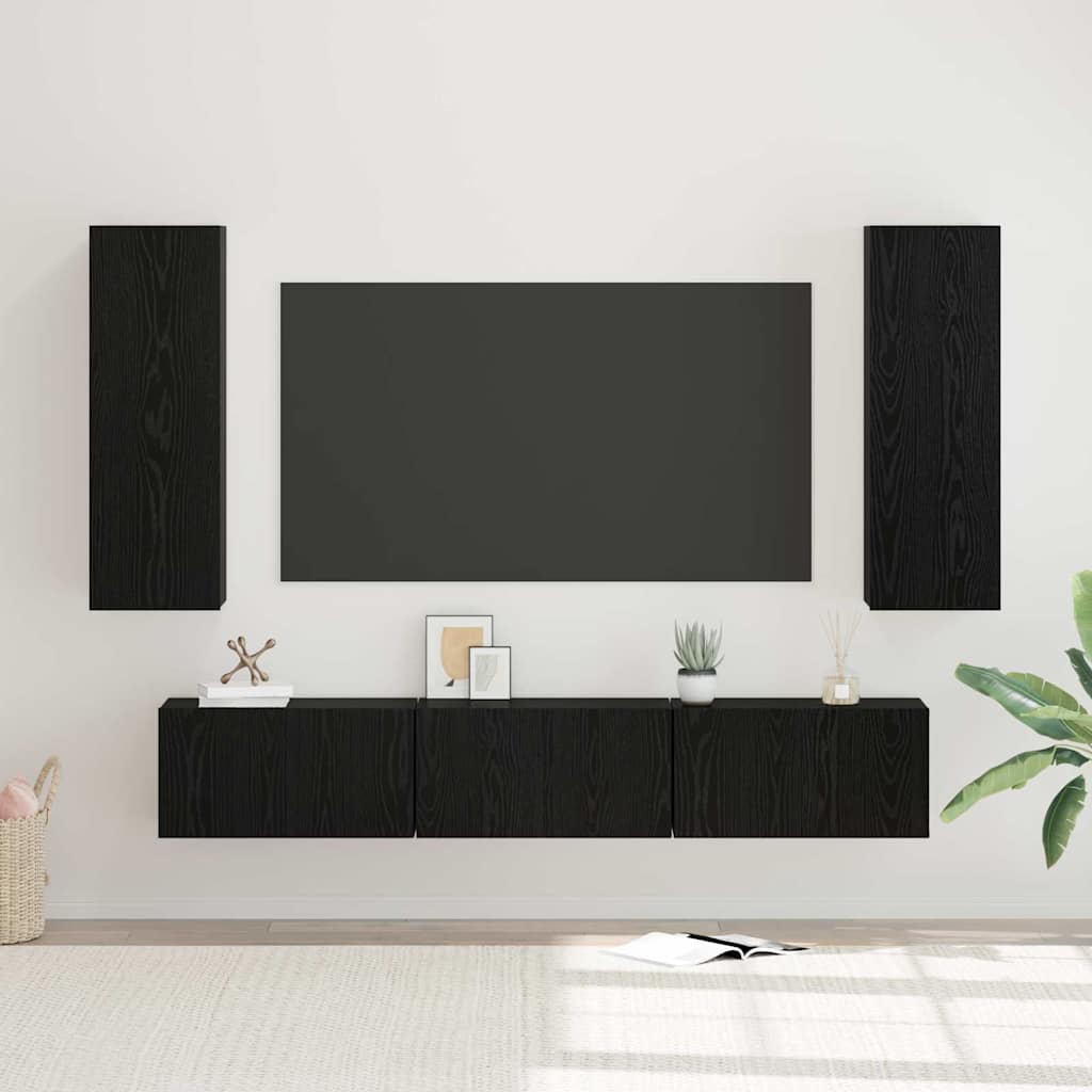 Set mobile TV 5 pcs Rovere Nero Legno multistrato