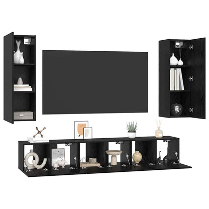 Set mobile TV 5 pcs Rovere Nero Legno multistrato