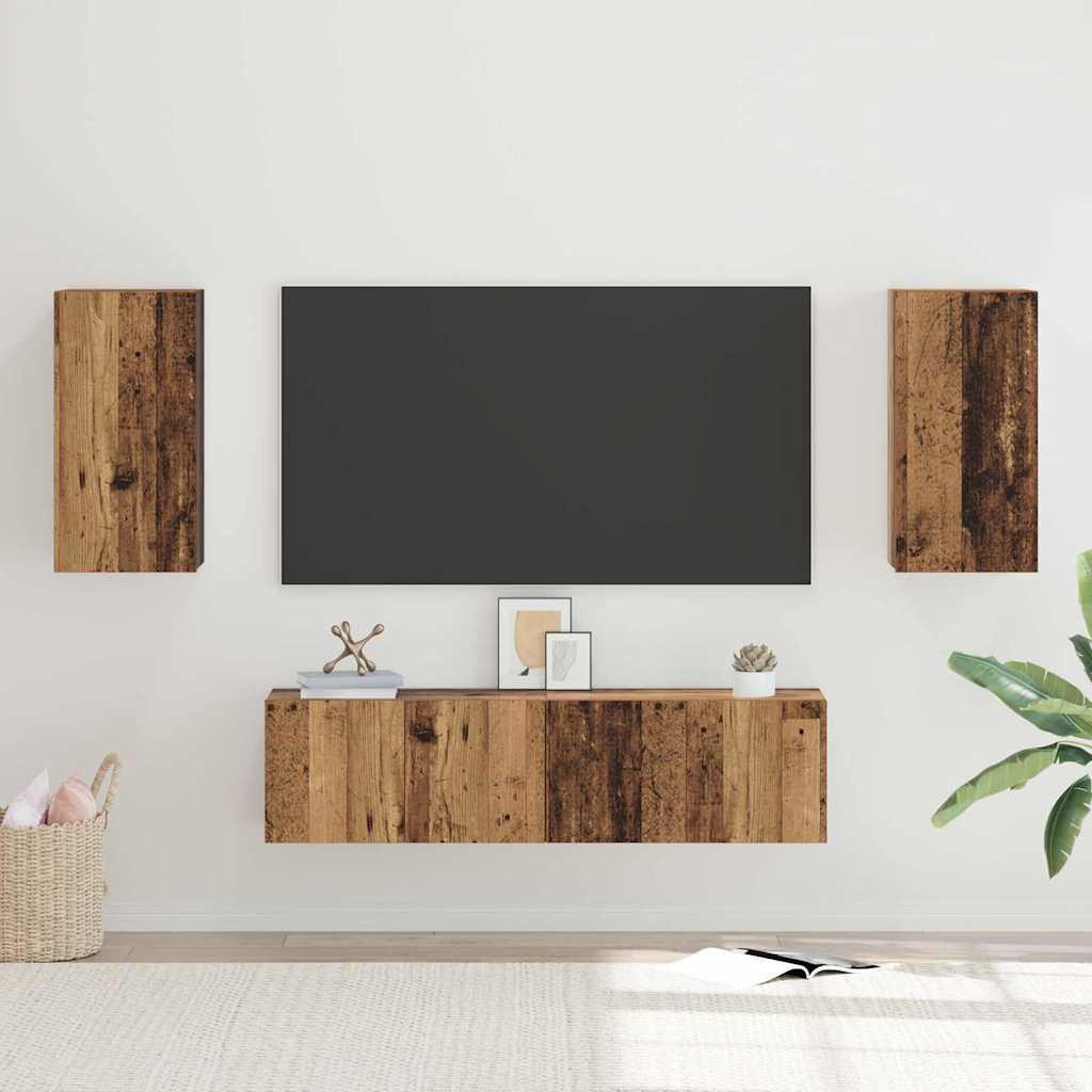 Set mobile TV 4 pcs Legno vecchio Legno multistrato