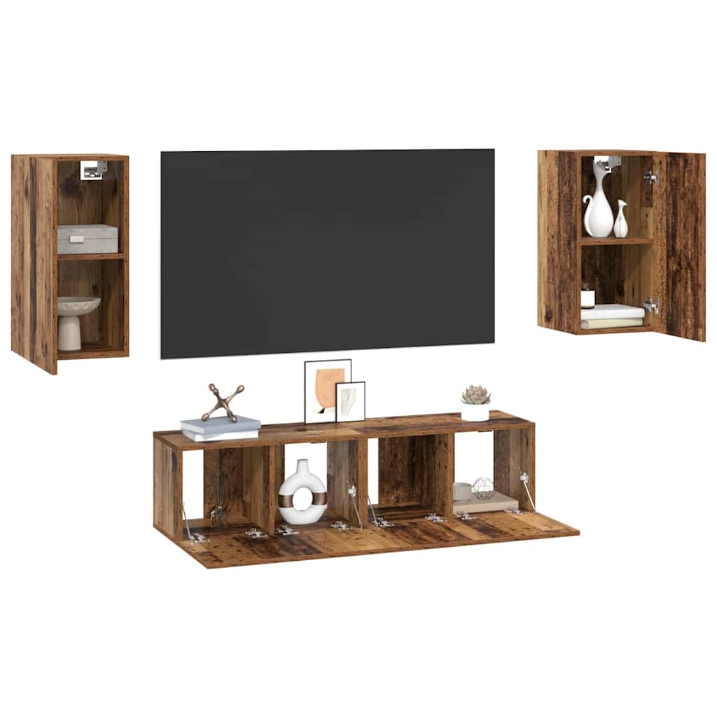 Set mobile TV 4 pcs Legno vecchio Legno multistrato