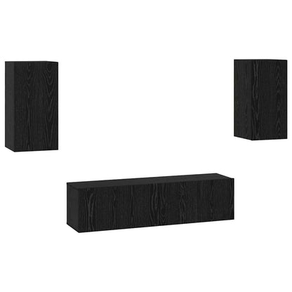 Set mobile TV Montaggio a parete Rovere Nero Legno multistrato