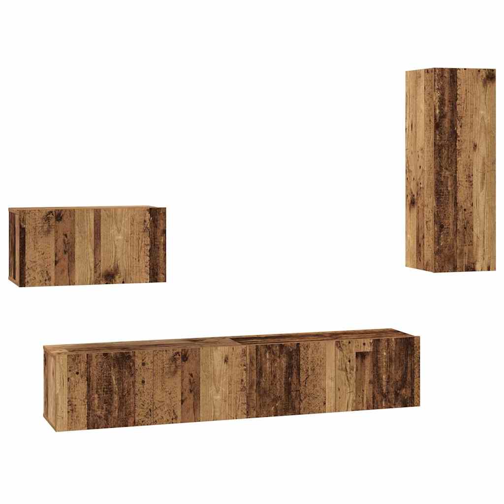Mobile TV da Parete 4 pcs Legno vecchio Legno multistrato
