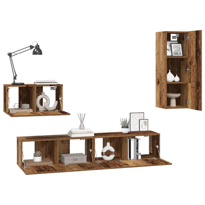 Mobile TV da Parete 4 pcs Legno vecchio Legno multistrato