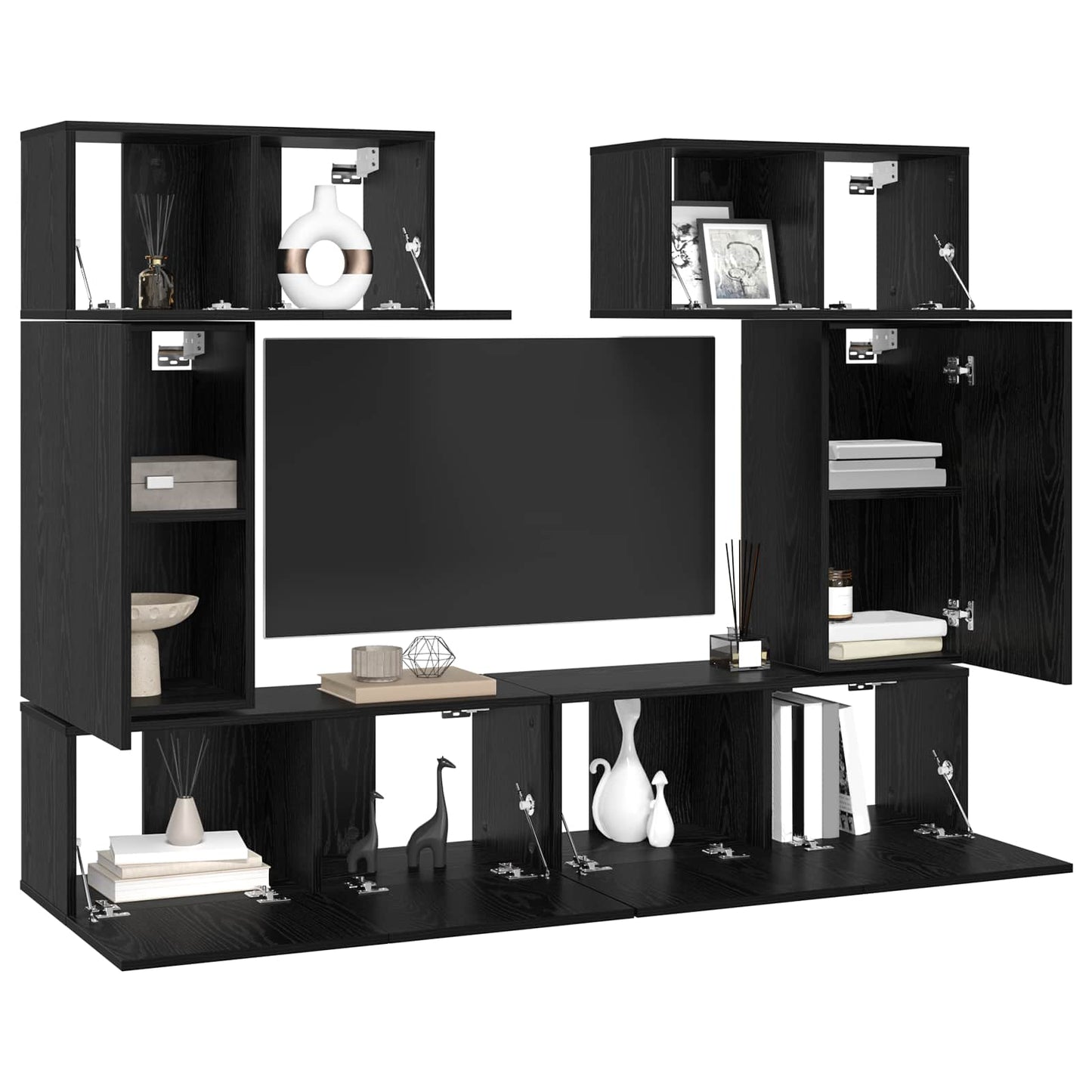 Set mobile TV 6 pcs Rovere Nero Legno multistrato