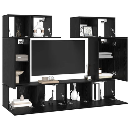 Set mobile TV 6 pcs Rovere Nero Legno multistrato