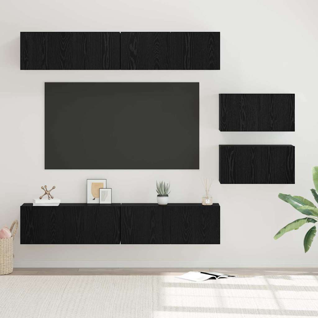 Set mobile TV 6 pcs Rovere Nero Legno multistrato