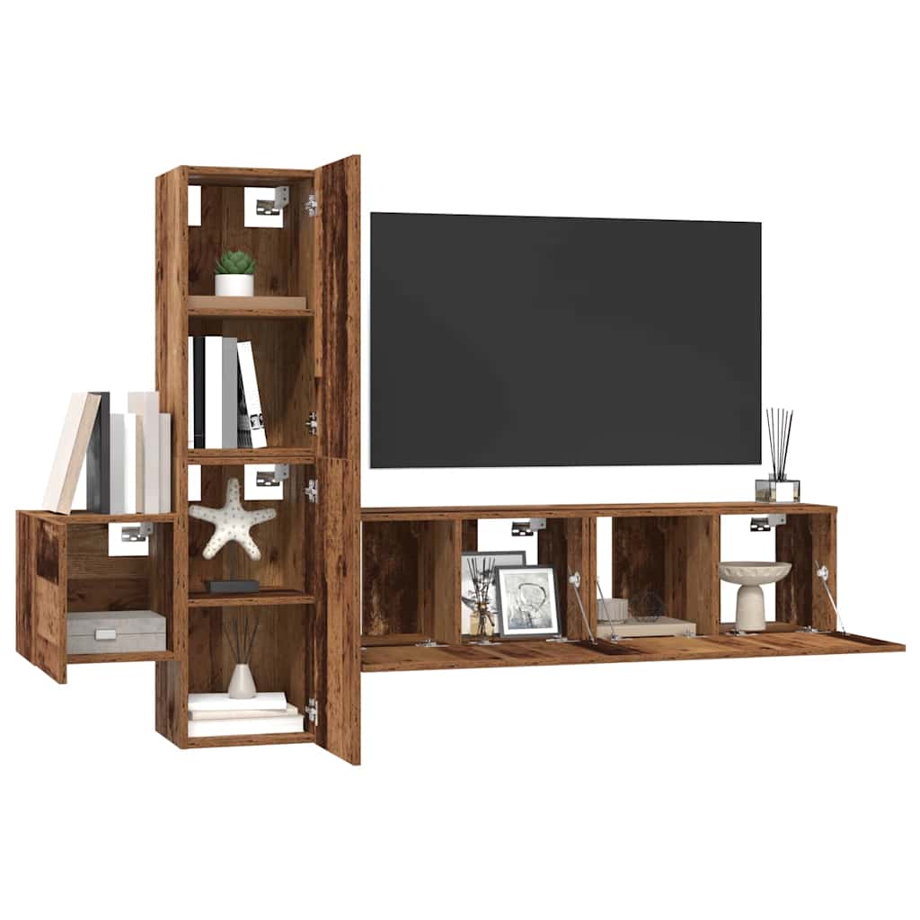 Set mobile TV 5 pcs Legno vecchio Legno multistrato